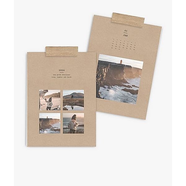 Wandkalender 2024 gestalten mit eigenen Fotos (A4 hoch) im Design clean crafty