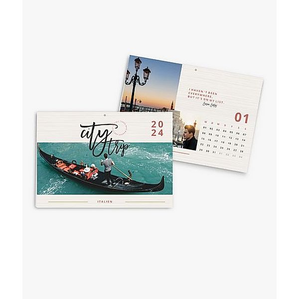 Wandkalender 2024 gestalten mit eigenen Fotos (A4 quer) im Design City Trip