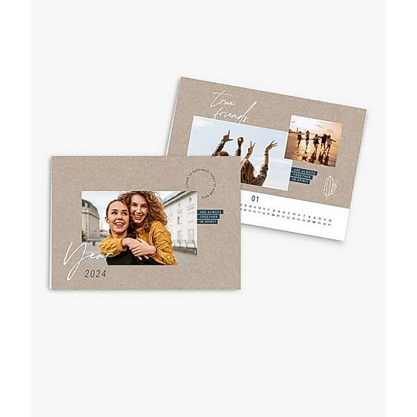 Wandkalender 2024 gestalten mit eigenen Fotos (A4 quer) im Design Best Friends