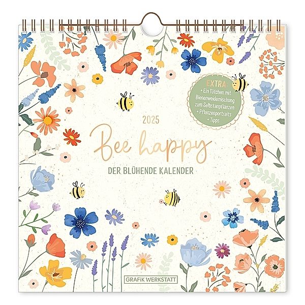 Wandkalender quadratisch 2025 Bee happy