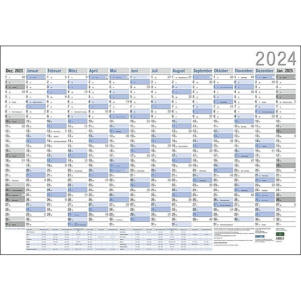 Wandplaner 2024. Grosser Jahresplaner. Wandkalender 2024 zum Eintragen. XXL Büro-Kalender mit Ferienterminen und Feiertagen. 98x68 cm