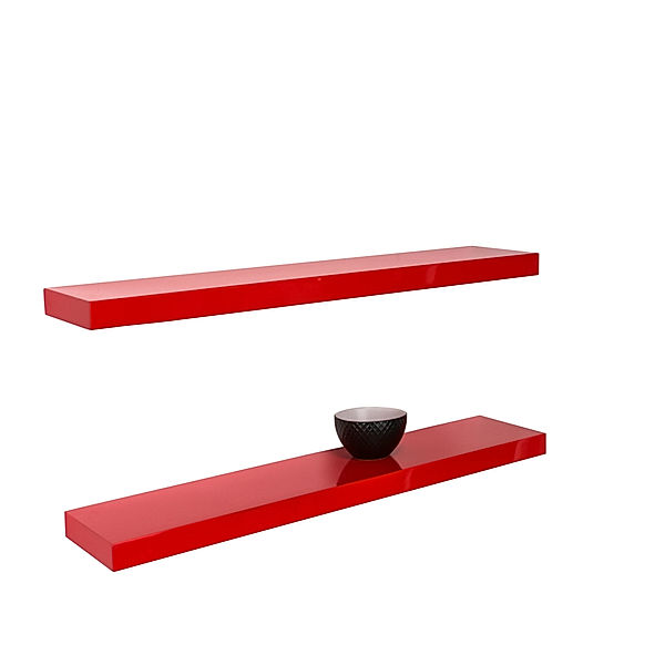 Wandregal-Set Gloss, 2-tlg, 80 cm Rot