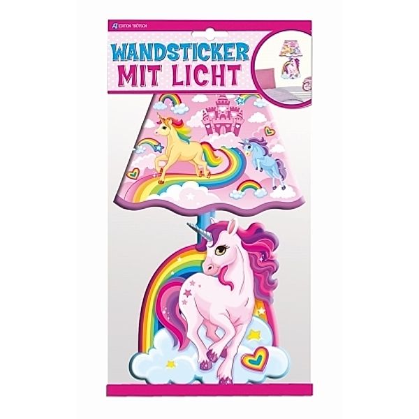 Wandsticker mit Licht Regenbogen-Einhorn