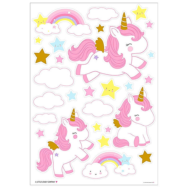 A Little Lovely Company Wandsticker UNICORN 23-teilig in bunt