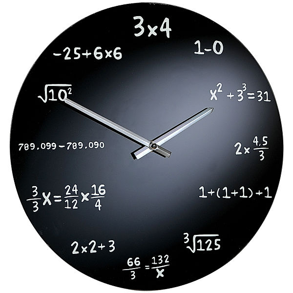 Wanduhr aus Glas Mathematics