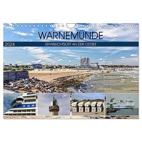 Warnemünde - Sehnsuchtsort an der Ostsee (Wandkalender 2024 DIN A4 quer), CALVENDO Monatskalender, Holger Felix