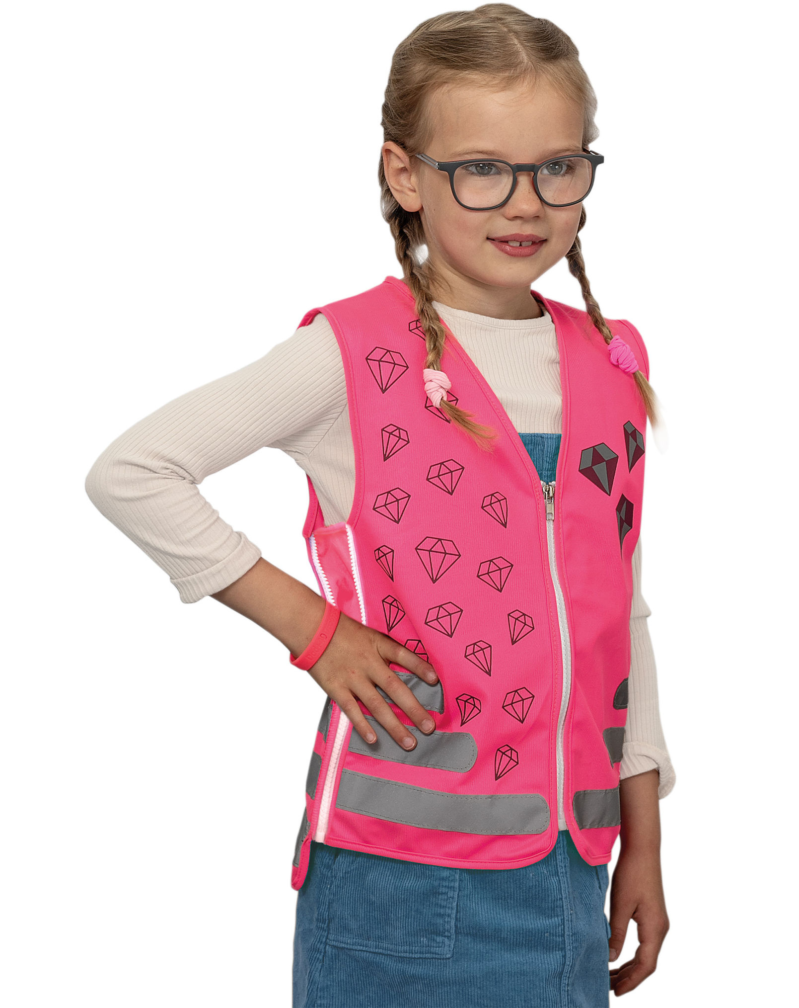 ReeFlexx Warnweste Solid Pink Smiley - Kinderwarnweste