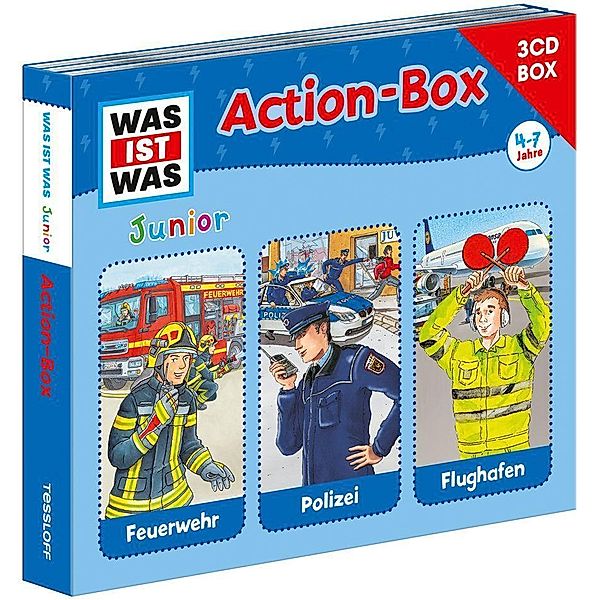 WAS IST WAS Junior 3-CD-Action-Box Feuerwehr/ Polizei/ Flughafen, 3 Audio-CDs, Friederike Wilhelmi, Charlotte Habersack