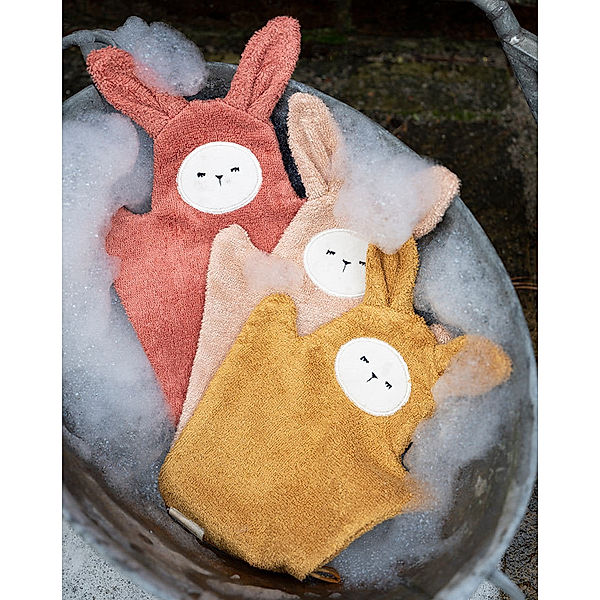 FABELAB Waschlappen BATH MITTS – BUNNY 3er-Set in old rose