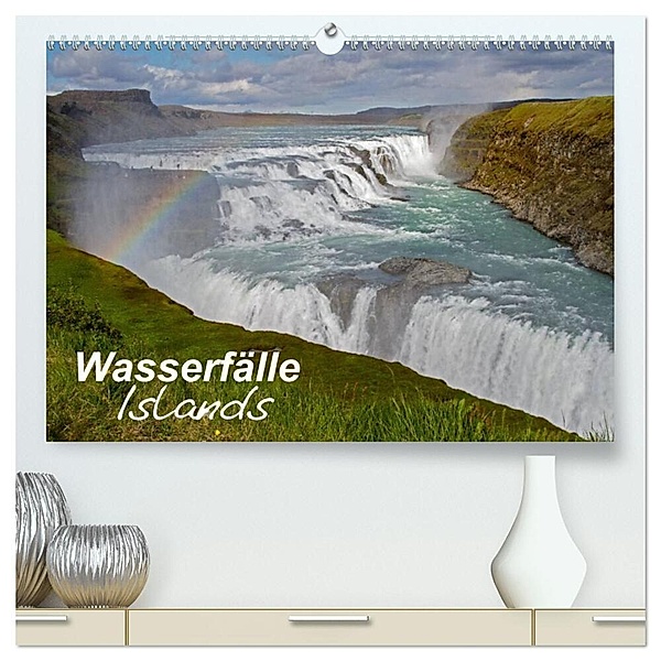 Wasserfälle Islands (hochwertiger Premium Wandkalender 2024 DIN A2 quer), Kunstdruck in Hochglanz, Leon Uppena