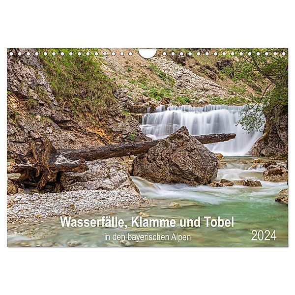 Wasserfälle, Klamme und Tobel in den bayerischen Alpen (Wandkalender 2024 DIN A4 quer), CALVENDO Monatskalender, Robert Jank