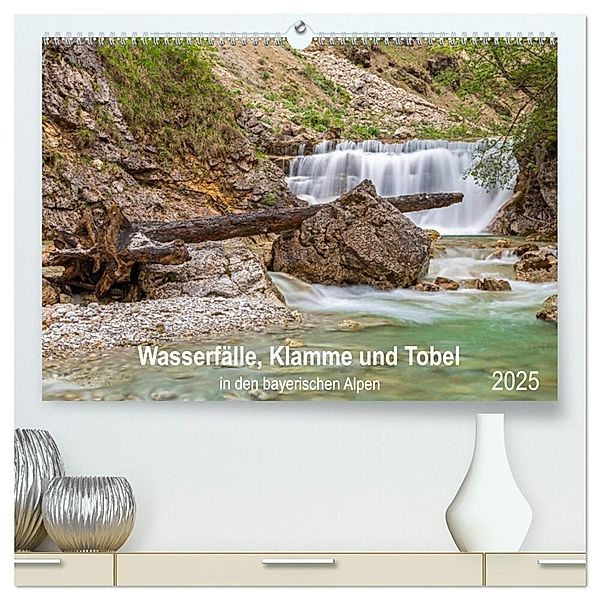 Wasserfälle, Klamme und Tobel in den bayerischen Alpen (hochwertiger Premium Wandkalender 2025 DIN A2 quer), Kunstdruck in Hochglanz, Calvendo, Robert Jank