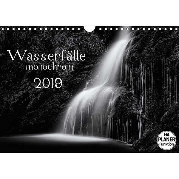 Wasserfälle - monochrom (Wandkalender 2019 DIN A4 quer), Kirsten Karius