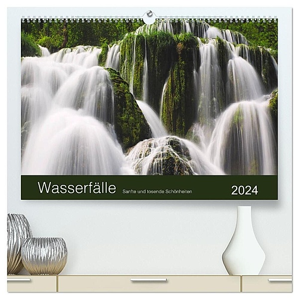 WASSERFÄLLE - Sanfte und tosende Schönheiten (hochwertiger Premium Wandkalender 2024 DIN A2 quer), Kunstdruck in Hochglanz, Lucyna Koch