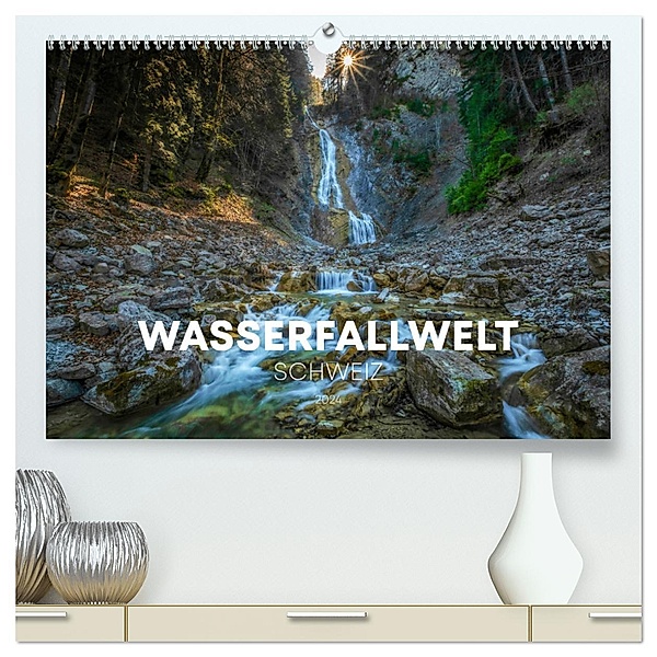 Wasserfallwelt Schweiz (hochwertiger Premium Wandkalender 2024 DIN A2 quer), Kunstdruck in Hochglanz, Calvendo, SIMON SCHUHMACHER