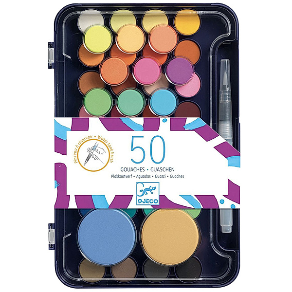 Djeco Wassermalfarben KÜNSTLERPALETTE mit 50 Farben+Pinsel