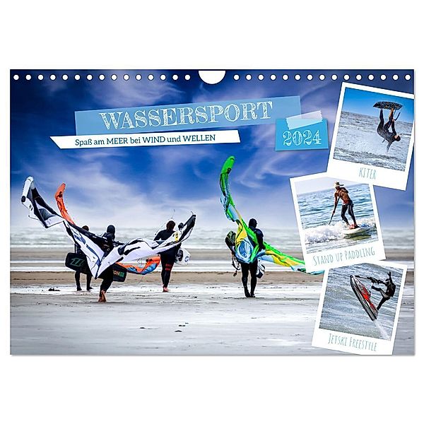 Wassersport - Spaß am Meer bei Wind und Wellen (Wandkalender 2024 DIN A4 quer), CALVENDO Monatskalender, Manuela Falke