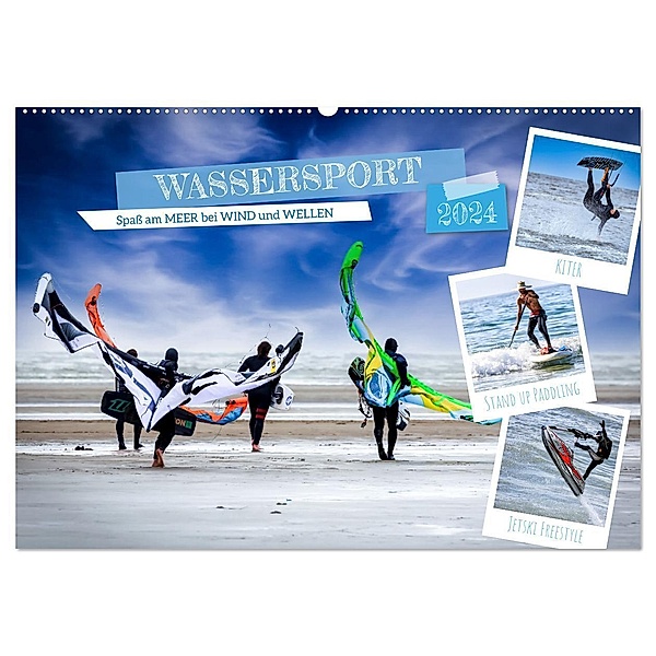 Wassersport - Spass am Meer bei Wind und Wellen (Wandkalender 2024 DIN A2 quer), CALVENDO Monatskalender, Manuela Falke