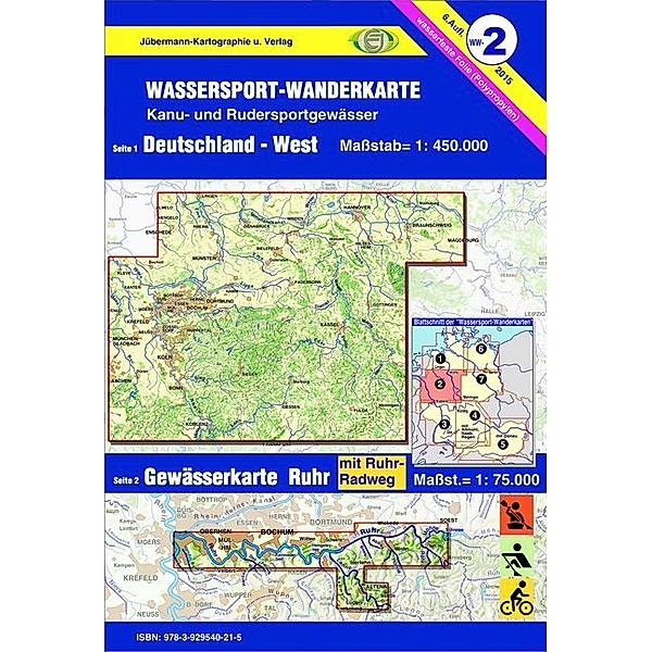 Wassersport-Wanderkarte / Deutschland-West mit Gewässerkarte Ruhr. Gewässerkarte Ruhr, Erhard Jübermann