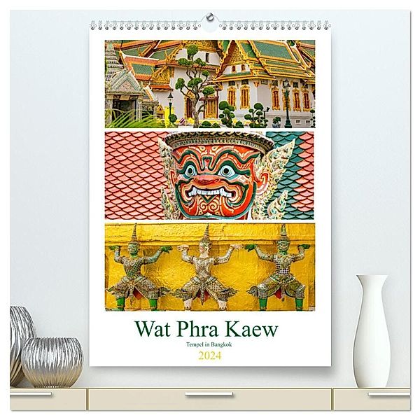 Wat Phra Kaew - Tempel in Bangkok (hochwertiger Premium Wandkalender 2024 DIN A2 hoch), Kunstdruck in Hochglanz, Nina Schwarze