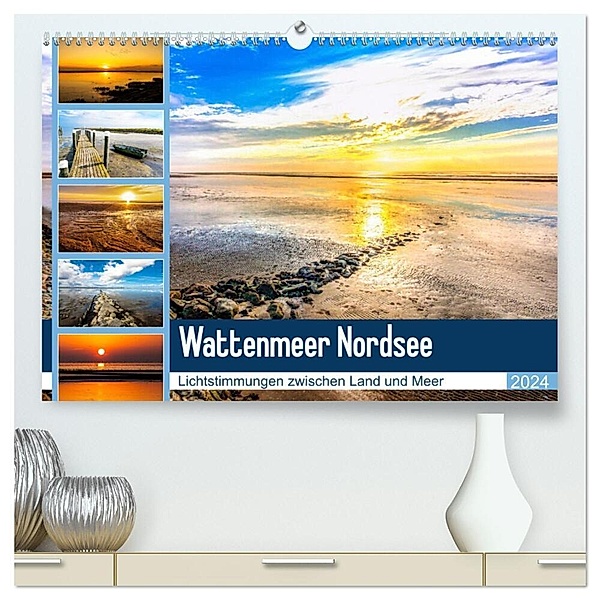 Wattenmeer Nordsee - Lichtstimmungen zwischen Land und Meer (hochwertiger Premium Wandkalender 2024 DIN A2 quer), Kunstdruck in Hochglanz, Andrea Dreegmeyer