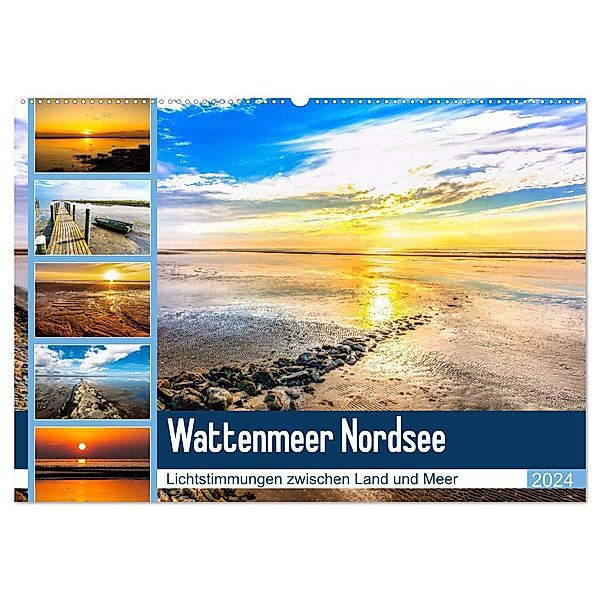 Wattenmeer Nordsee - Lichtstimmungen zwischen Land und Meer (Wandkalender 2024 DIN A2 quer), CALVENDO Monatskalender, Andrea Dreegmeyer