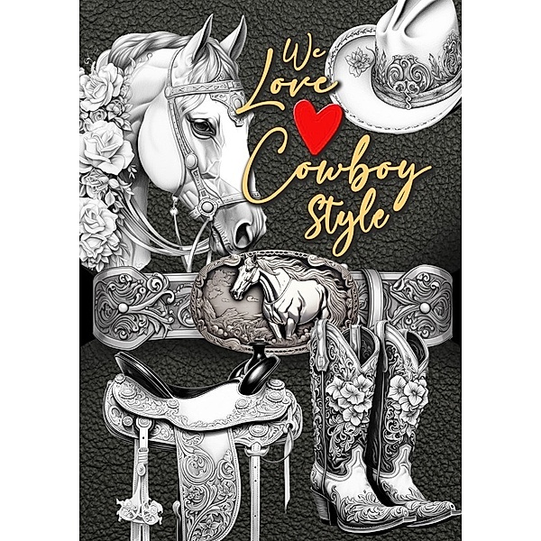 We love Cowboy Style Malbuch für Erwachsene, Monsoon Publishing, Musterstück Grafik