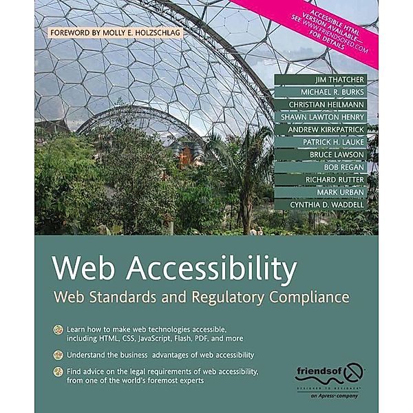 Web Accessibility, Richard Rutter, Bob Regan, Mark Urban, Patrick H. Lauke, Cynthia Waddell, Jim Thatcher, Shawn Lawton Henry, Bruce Lawson, Andrew Kirkpatrick, Christian Heilmann, Michael R. Burks