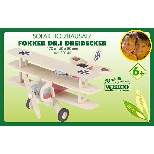 Weico Holzbausatz Solarantrieb Fokker Dreidecker Roter Baron