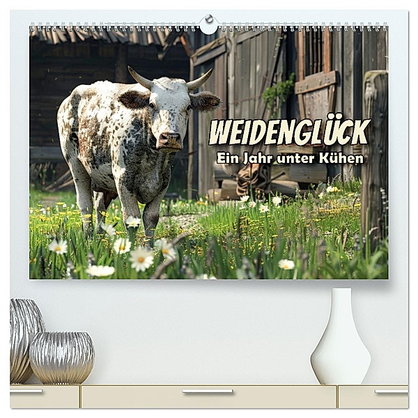 Weidenglück: Ein Jahr unter Kühen (hochwertiger Premium Wandkalender 2025 DIN A2 quer), Kunstdruck in Hochglanz, Calvendo, Peter R. Stuhlmann