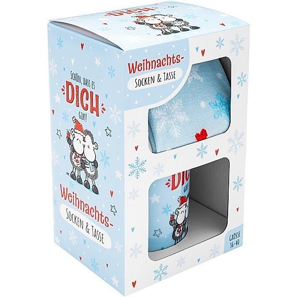 Weihnachts-Socken und Tasse Schön, dass es Dich gibt!