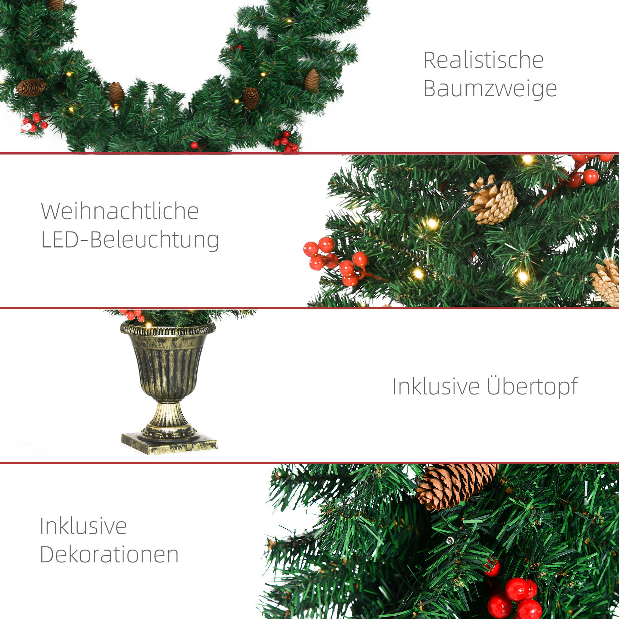 Weihnachtsdeko-Set mit LED-Beleuchtung grün Farbe: grün