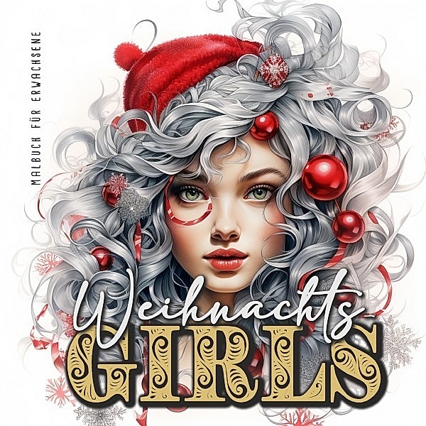 Weihnachtsgirls Malbuch für Erwachsene, Monsoon Publishing, Musterstück Grafik