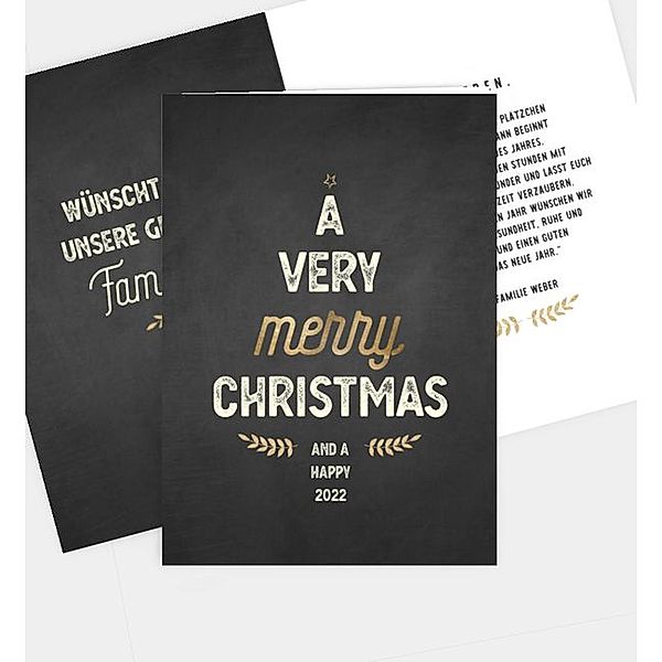 Weihnachtskarte Chalk and Merry, Klappkarte hoch (105 x 148mm)