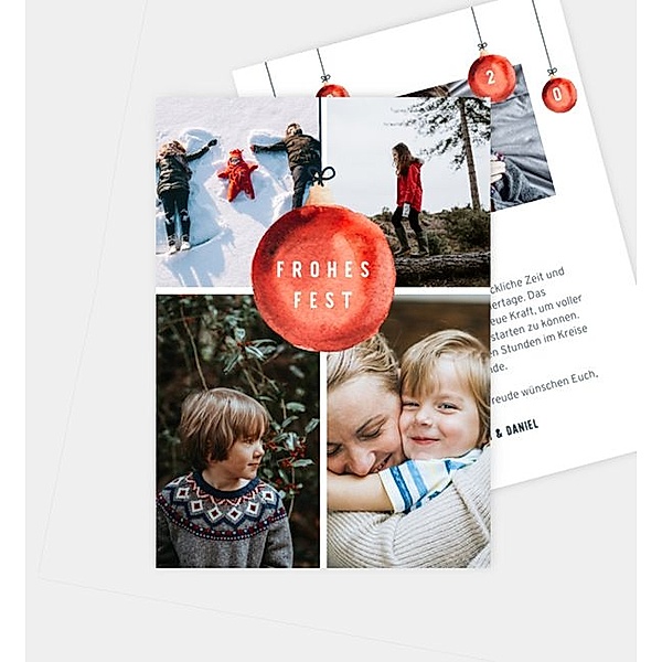 Weihnachtskarte Christbaumkugel, Postkarte hoch (105 x 148mm)