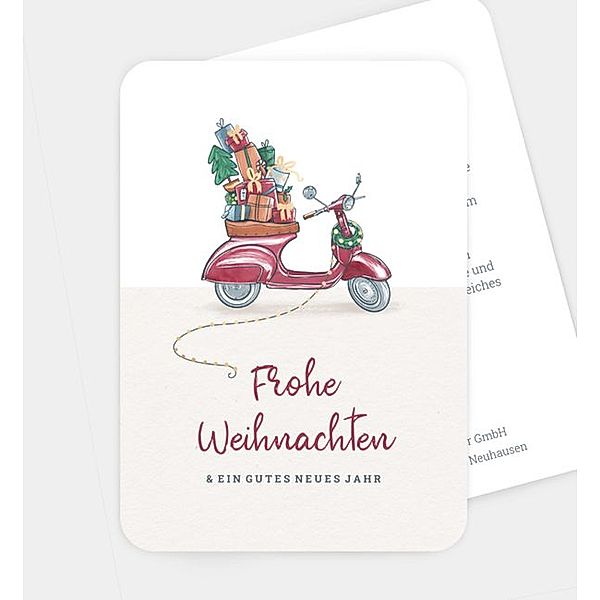 Weihnachtskarte Christmas Scooter, Postkarte hoch (120 x 170mm)