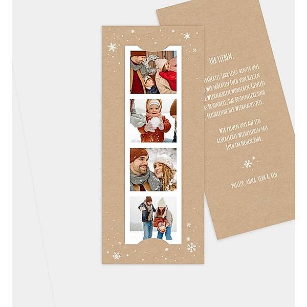 Weihnachtskarte Cozy Collage, Fotostreifen mit Tasche (90 x 210mm)