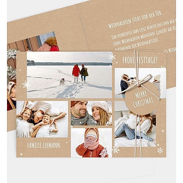 Weihnachtskarte Cozy Collage, Klappkarte quer (170 x 120mm)