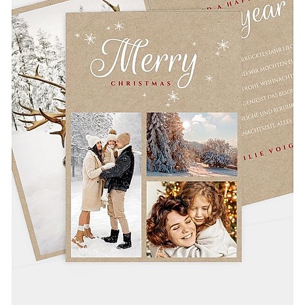 Weihnachtskarte Crafty and Snowflakes, Klappkarte hoch (120 x 170mm)