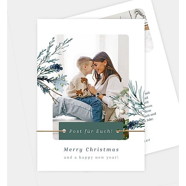 Weihnachtskarte Fichtenzweige, Postkarte hoch (120 x 170mm)