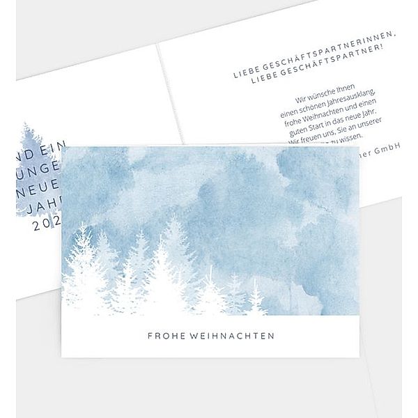 Weihnachtskarte Frozen Forest, Klappkarte quer (148 x 105mm)