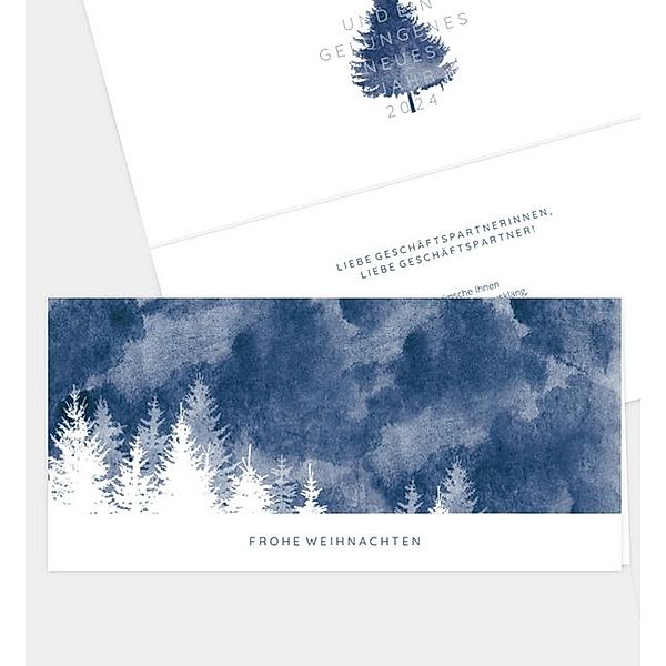 Weihnachtskarte Frozen Forest, Klappkarte quer, Faltung oben (210 x 100mm)