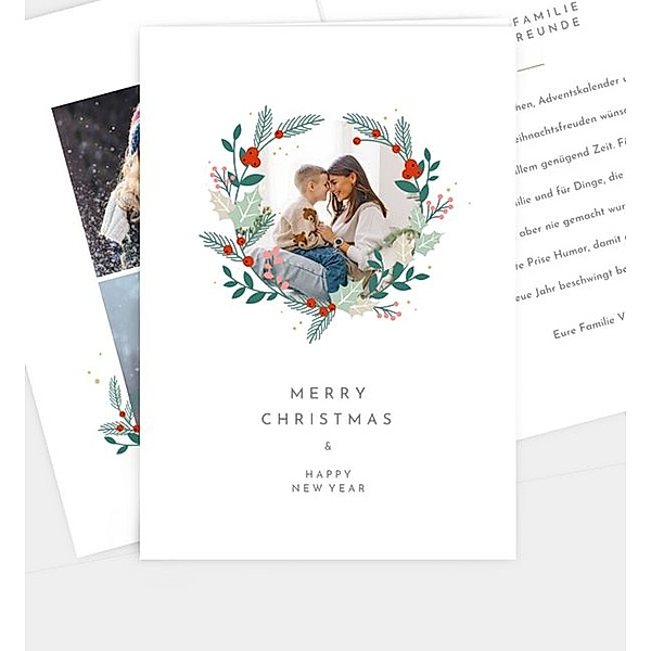Weihnachtskarte Frozen Wreath, Klappkarte hoch (120 x 170mm)