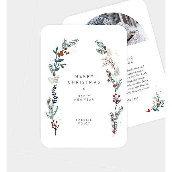 Weihnachtskarte Frozen Wreath, Postkarte hoch (105 x 148mm)