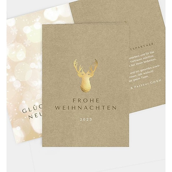 Weihnachtskarte Glänzender Gruß · Crafty, Klappkarte hoch (105 x 148mm)