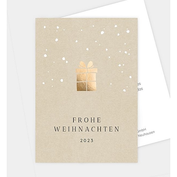 Weihnachtskarte Glänzendes Präsent · Crafty, Postkarte hoch (120 x 170mm)