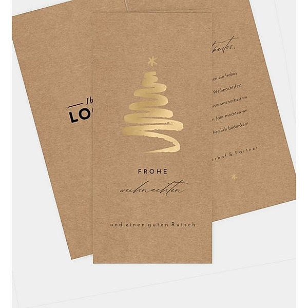 Weihnachtskarte Golden tree - Crafty, Klappkarte hoch (100 x 210mm)