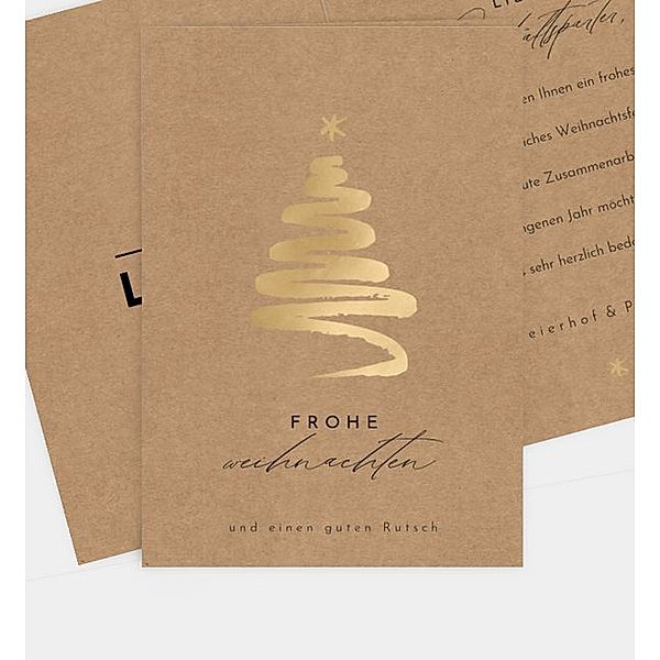Weihnachtskarte Golden tree - Crafty, Klappkarte hoch (120 x 170mm)