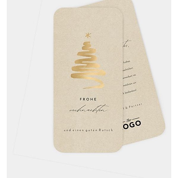 Weihnachtskarte Golden tree · Crafty, Postkarte hoch (100 x 210mm)