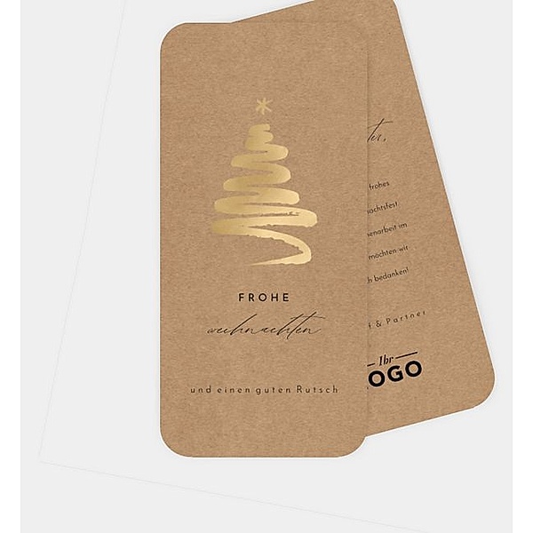 Weihnachtskarte Golden tree - Crafty, Postkarte hoch (100 x 210mm)